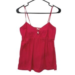 Y2K Eyelet Babydoll Cami Top S Red Pink Spaghetti Strap Y2K Coquette Romantic